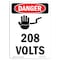 Signmission Safety Sign, OSHA Danger, 14" Height, 208 Volts, Portrait OS-DS-D-1014-V-1007 - alternate 1
